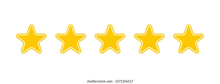 five assessment stars in flat style, vector illustration
