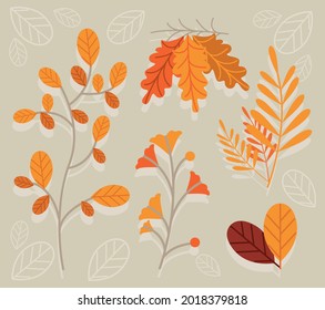 Fünf-Herbstsaisonblätter