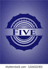 Five badge with denim texture