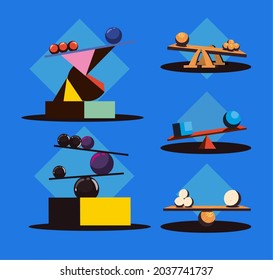 five balance concept set sculptures