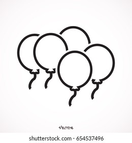 five balloon icon. Party decoration symbol. Inflatable object for celebration sign. 