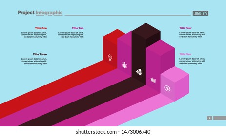 Five bar chart. Diagram, slide, template. Creative concept for infographics, presentation, project, report. Can be used for topics like business, marketing, strategy
