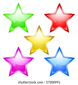 Five beautiful stars.  Vector.