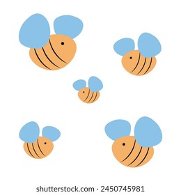 five bees spring concept vector
