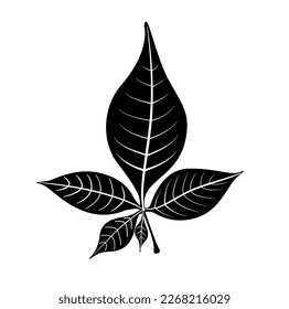 The five Bilva leaf (Belpatra) vector icon in black color.