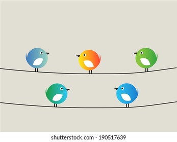 Five birds blue