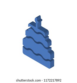 Five birthday cake isometric left top view 3D icon