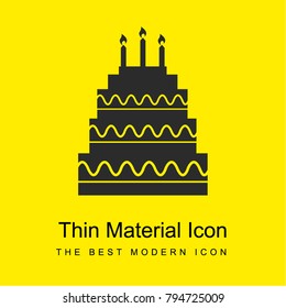 Five birthday cake layers with candles bright yellow material minimal icon or logo design