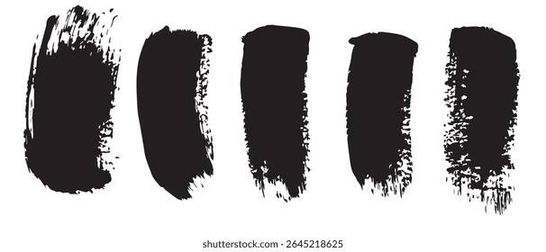 Cinco Imágenes de fondo Abstractas de texturas de pinceladas de tinta negra.