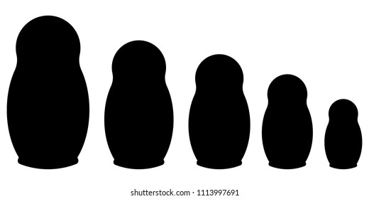 five black matryoshka silhouette