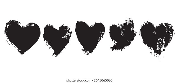 Five Black Scribbled Hearts Free Vector Graphic Download.