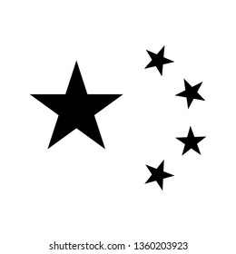 Five black stars of flag of People's Republic of China isolated on white background.