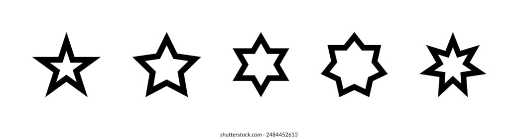 Five Black Stars - Vector Icons