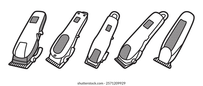 five black and white line art vector images hair clipper