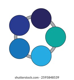 Five Blue shade Circles around a ring  - Framework illustration - Template vector- Graphics