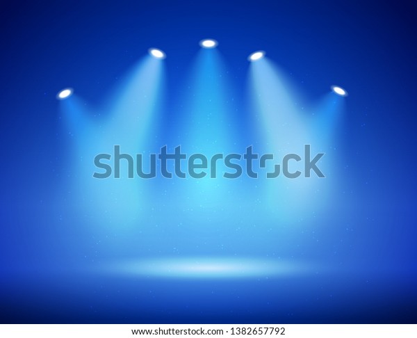 Five Blue Spotlight On Stage Your Stock Vector (Royalty Free ...