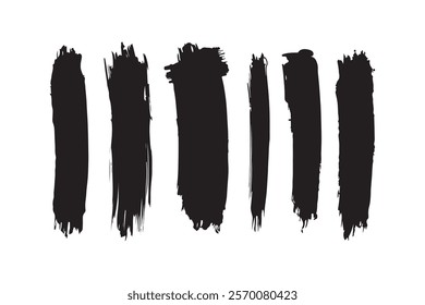Five bold brush strokes in black against a white background.