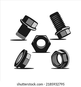 Five bolt vector element in flat black color design