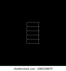 Icono de cinco libros en blanco y negro