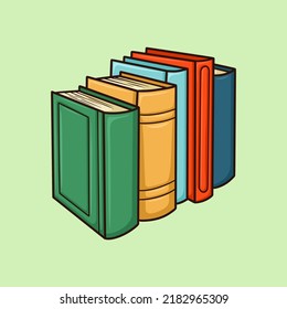 Five Books lined up Vector Cartoon Illustration