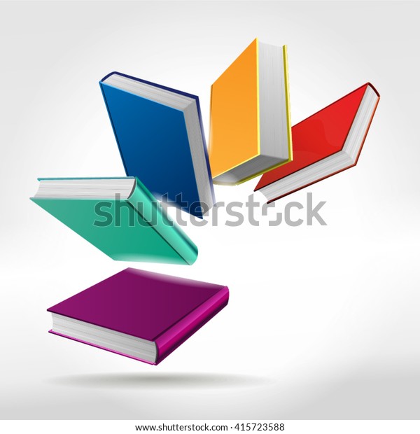 Five Books Stack Multi Colored Books Stock Vector Royalty Free