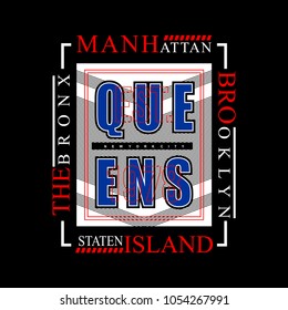 five boroughs nyc typography graphic element art, vector illustration for tee shirt printing