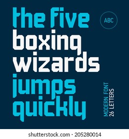 The five boxing wizards jump quickly. Modern font, alphabet, 26 letters. Ideal for titles, posters, t-shirts etc., vector.