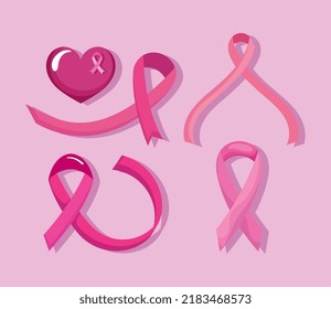 five breast cancer awareness icons