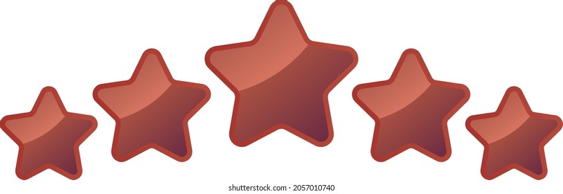 Five Bronze Shiny Stars - Amazing Vector Icon Of Five Bronze Rounded Star Suitable For Game, Animation, App, Icon, Sign, Sticker, Children Book, Decoration, And Illustration In General - Vector Icon