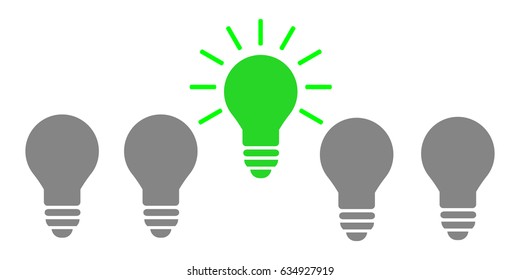 Five bulb. Creation ideas bulb - stock vector