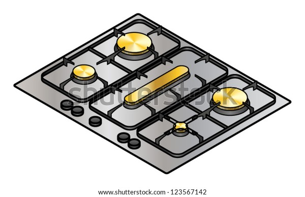 Five Burner Gas Cooktopstove Stock Vector Royalty Free 123567142