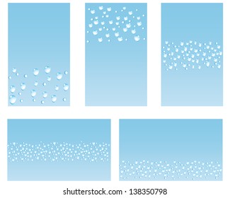 Five business card or background designs based on water drops