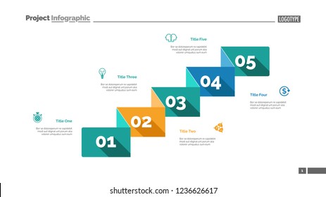Five business components slide template. Business data. Graph, diagram. Creative concept for infographic, templates, presentation, report. Can be used for topics like analysis, research, economics