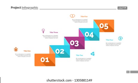 Five business components slide template. Business data. Graph, diagram. Creative concept for infographic, templates, presentation, report. Can be used for topics like analysis, research, economics