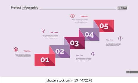 Five business components slide template. Business data. Graph, diagram. Creative concept for infographic, templates, presentation, report. Can be used for topics like analysis, research, economics