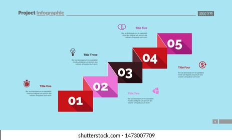 Five business components slide template. Business data. Graph, diagram. Creative concept for infographic, templates, presentation, report. Can be used for topics like analysis, research, economics