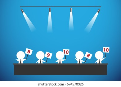 five businessmen showing score cards, business concept