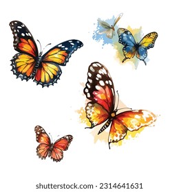five butterflies cli art white background