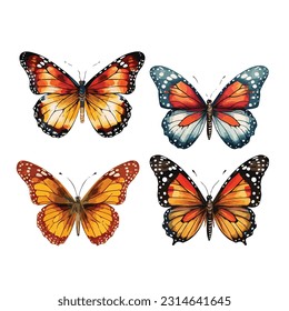 five butterflies cli art white background