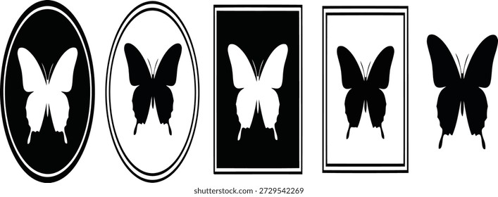 Five Butterflies Isolate royalty black and white