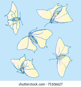 five butterflies poetic drawing