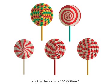 five candy lollipop icons collection