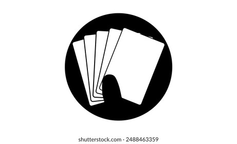 five cards logo, black isolated silhouette