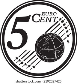 five cent euro coin handmade design vector