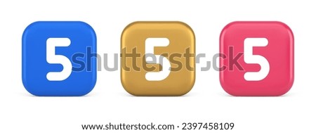 Five character calculator keyboard blue button financial counting 3d realistic blue gold and pink icons. Fifth number accounting calculation web application design finance check