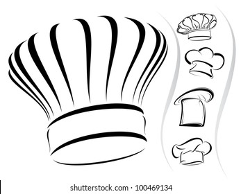 Five chef hat silhouettes in vector format as icons - isolated