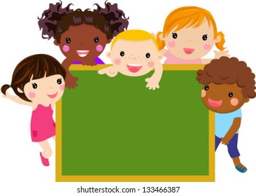 Five children and banner
