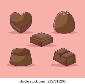 five chocolate pieces over white