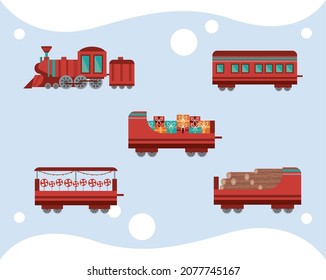 Five Christmas Train Set Icons