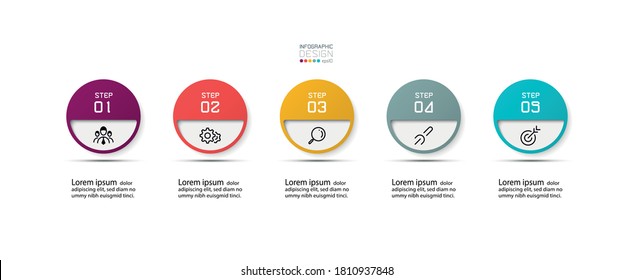 Five Circle Vector Design Can Use For Division Of Work Duties Of Company And Business.infographic Design.